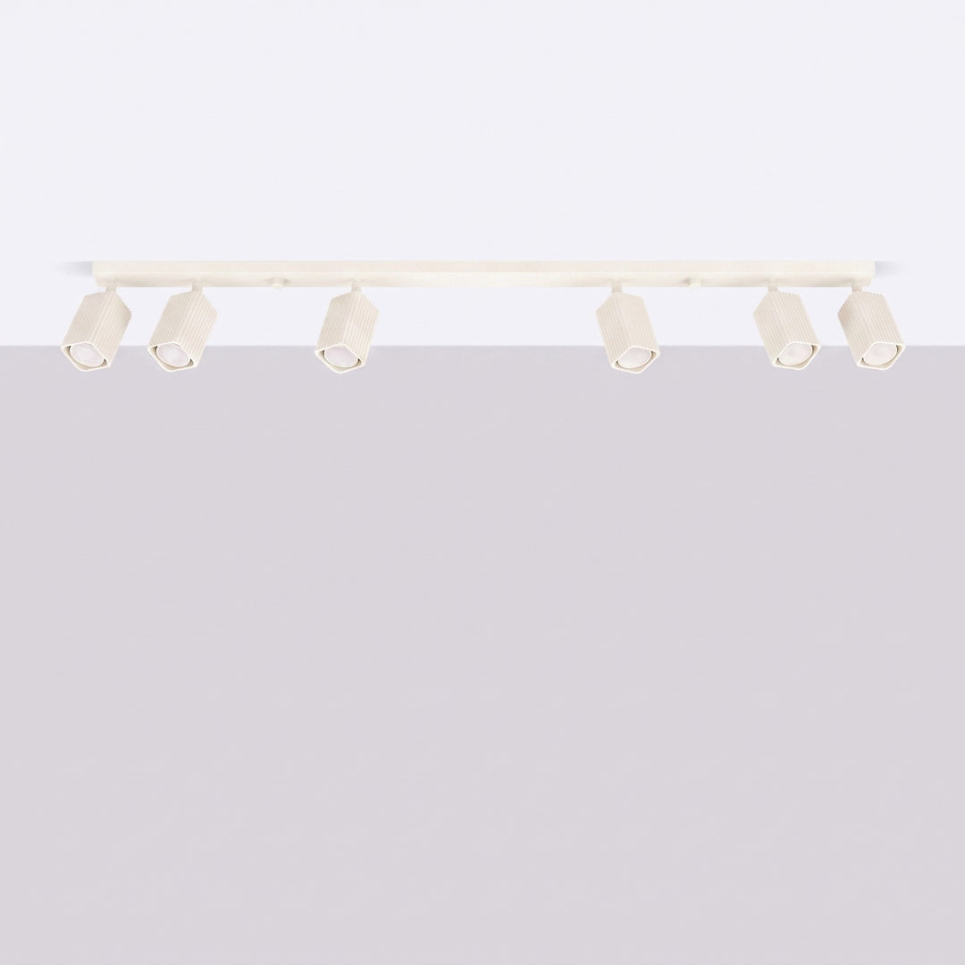 Plafonnier Rayo beige en rampe à spots orientables, éteint
