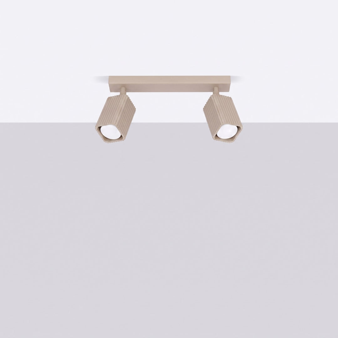 Plafonnier Rayo taupe en rampe à spots orientables, éteint