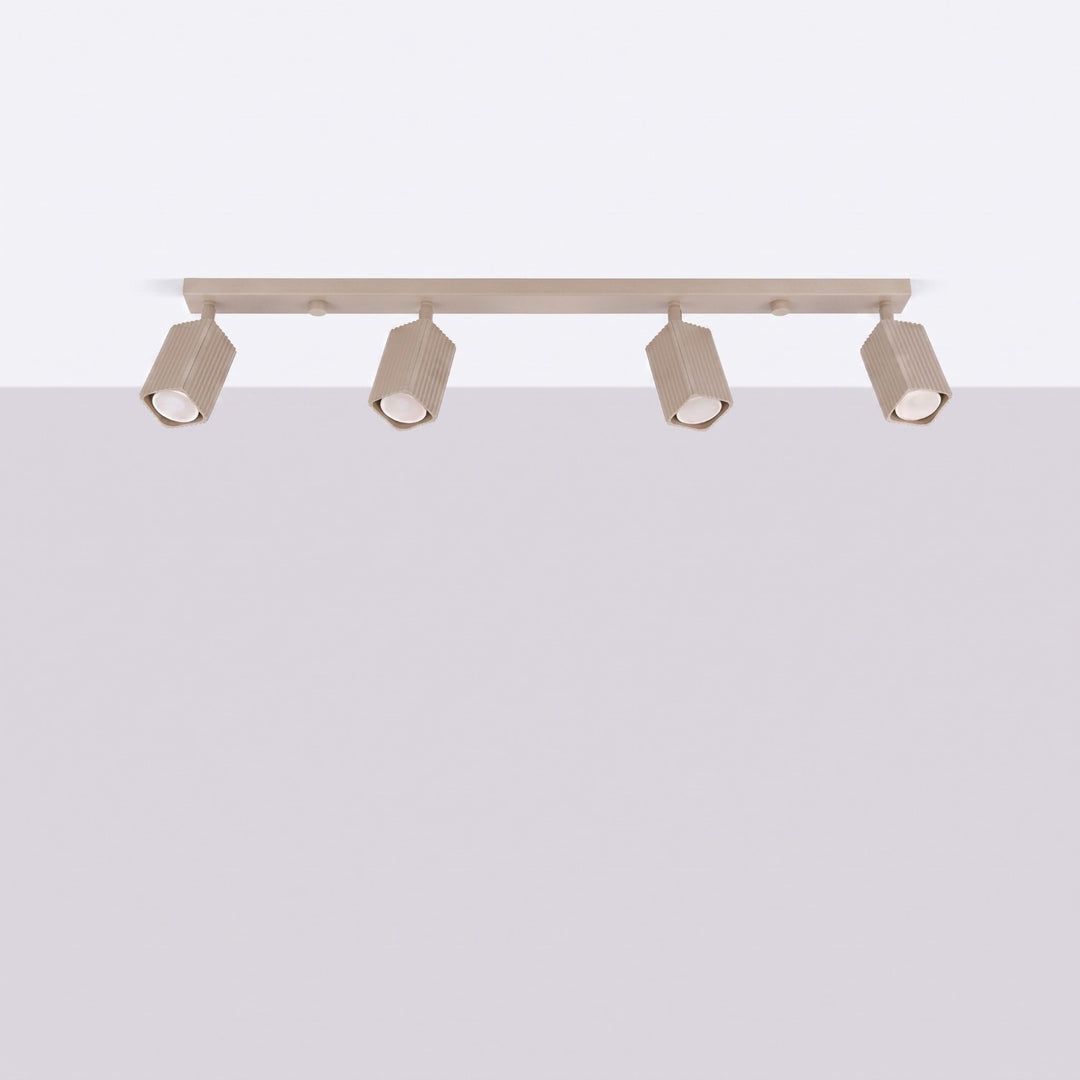 Plafonnier Rayo taupe en rampe à spots orientables, éteint