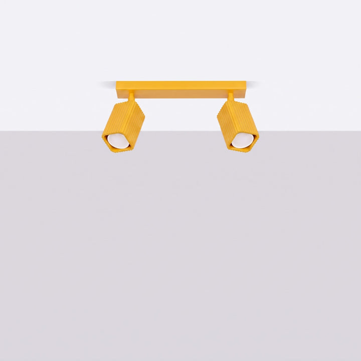 Plafonnier Rayo jaune en rampe à spots orientables, éteint