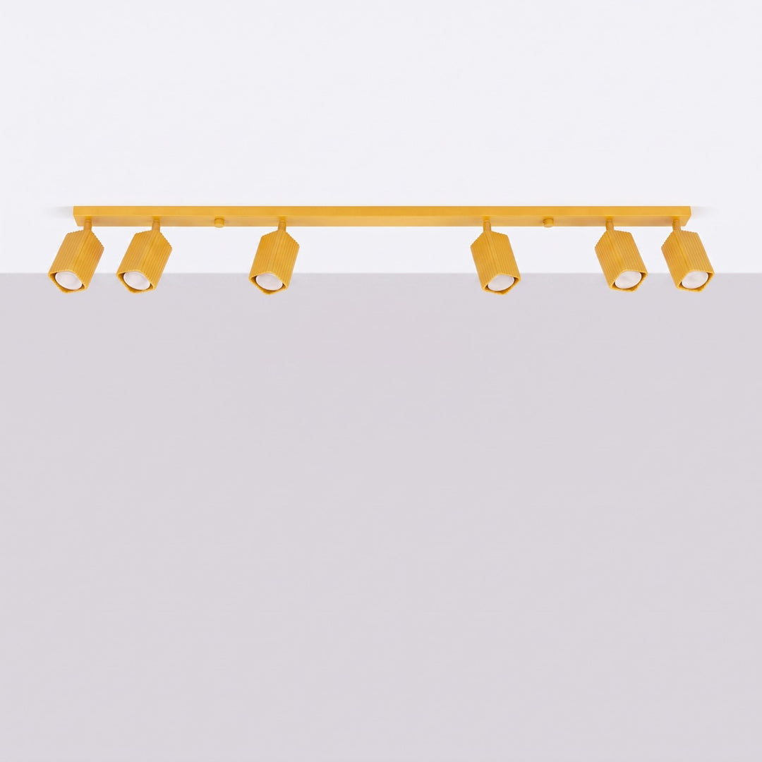 Plafonnier Rayo jaune en rampe à spots orientables, éteint