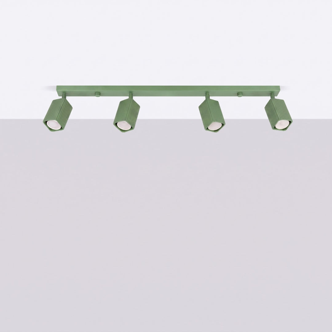 Plafonnier Rayo sauge en rampe à spots orientables, éteint