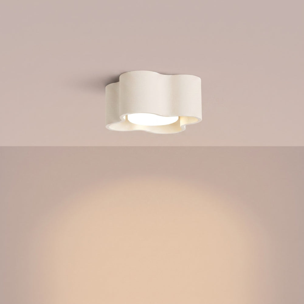 Plafonnier Ovio beige en aluminium, allumé