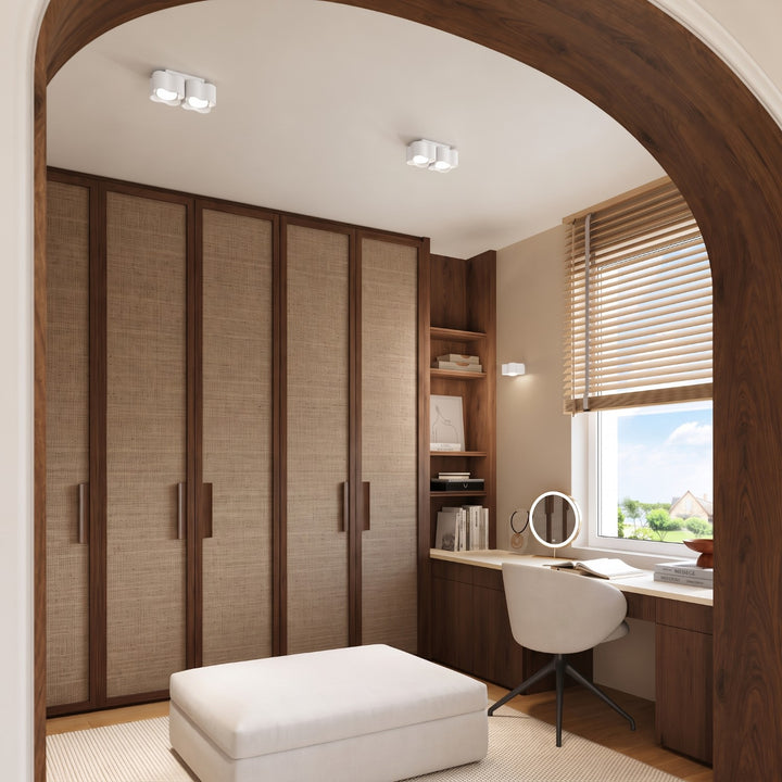 Plafonnier Ovio blanc en aluminium dans un intérieur contemporain