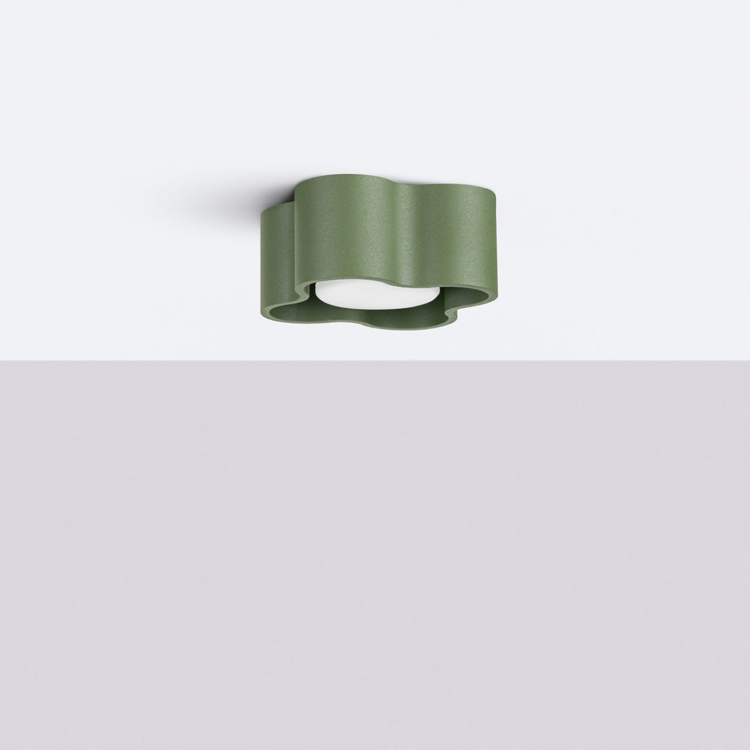 Plafonnier Ovio vert olive en aluminium, éteint