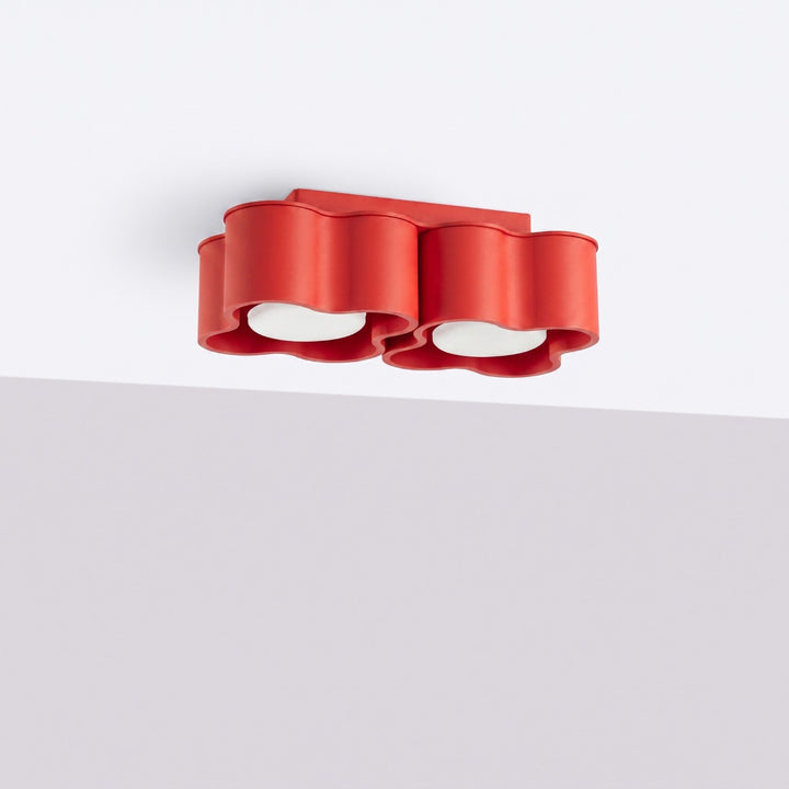 Plafonnier Ovio rouge en aluminium, éteint