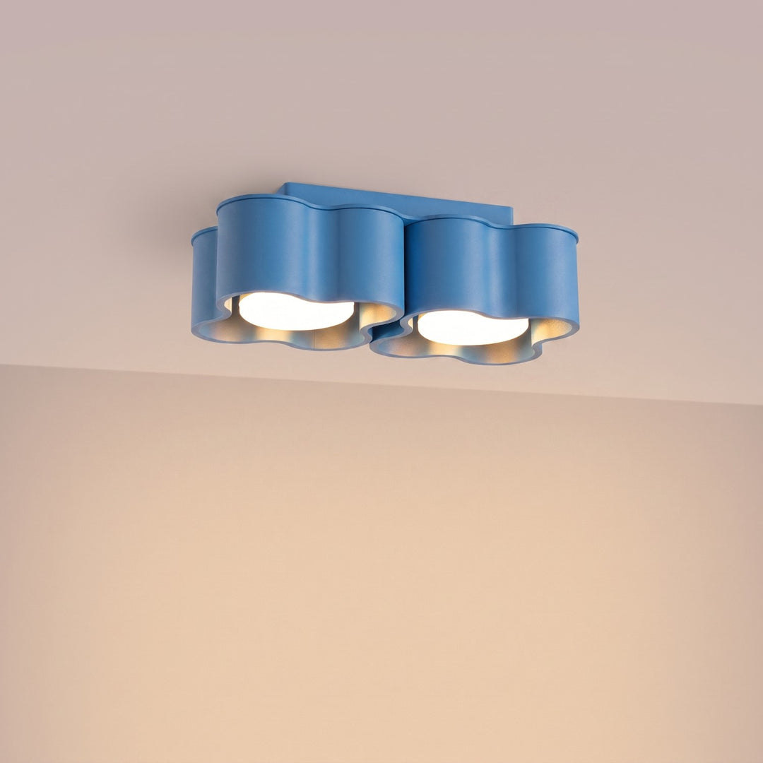 Plafonnier Ovio bleu azur en aluminium, allumé