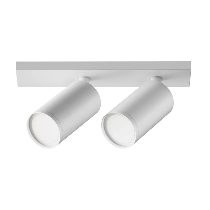 Spot double focus blanche avec têtes orientables et longue base rectangulaire minimaliste en métal