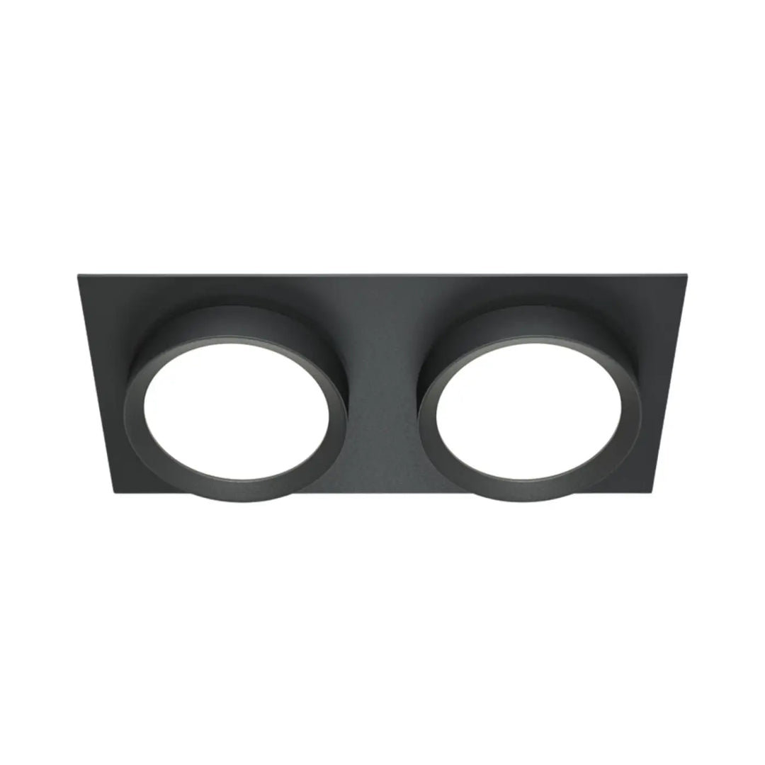 Luminaire encastré spot hoop double noir mat avec deux ouvertures circulaires pour plafond