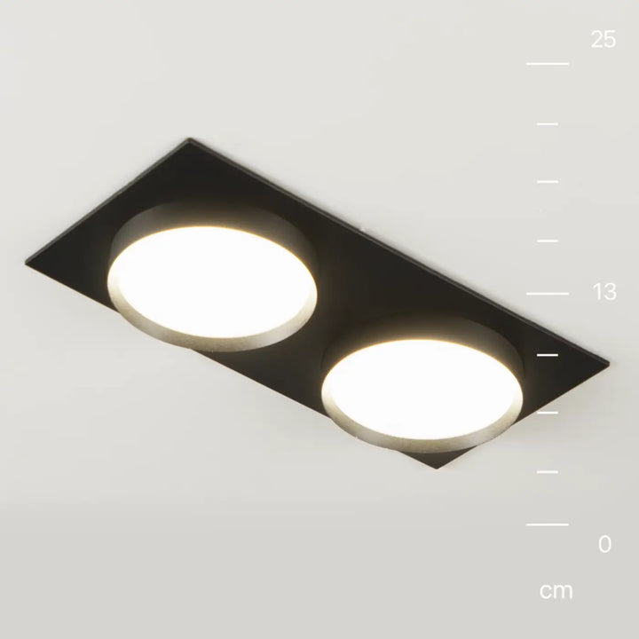 Spot hoop double luminaire encastré noir avec deux ampoules led blanches rondes brillantes