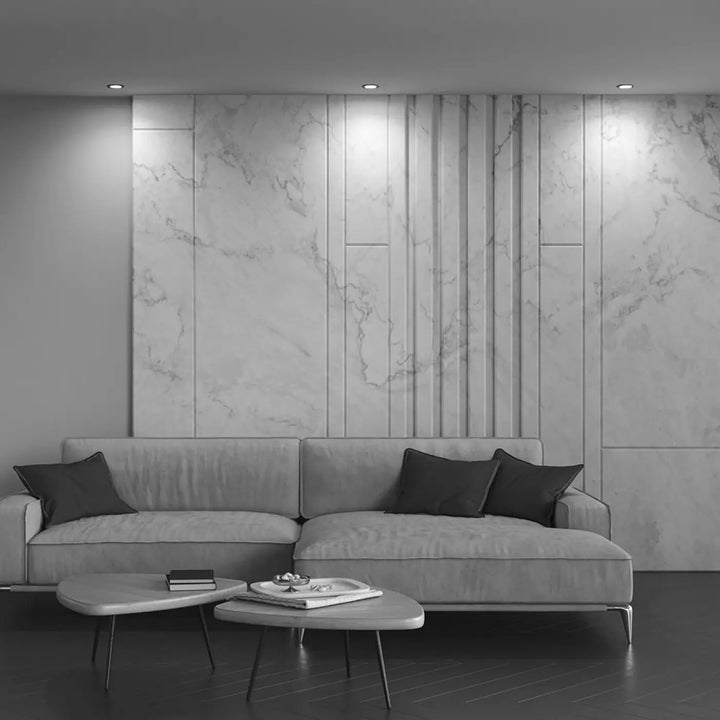 Canapé sectionnel moderne spot encastrable atom gris avec pieds en métal et coussins d’accent sombres