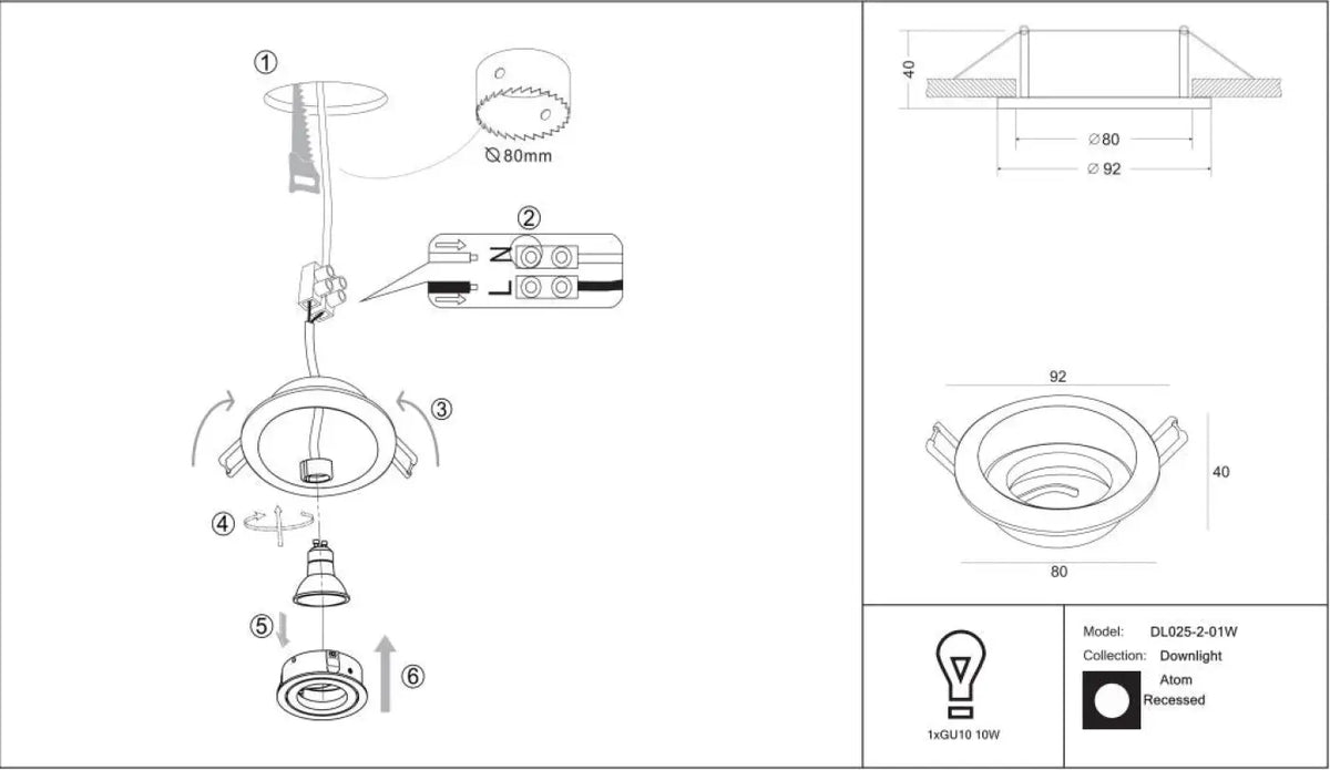 Schéma d'installation du luminaire
