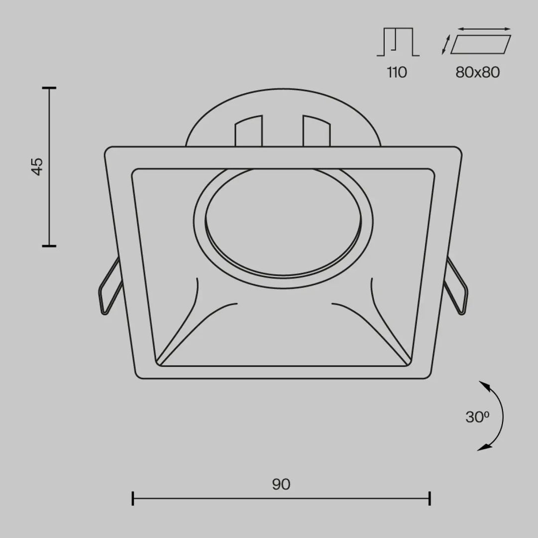 Spot encastrable dot carré avec design minimaliste et cône profond pour un éclairage précis et élégant en led