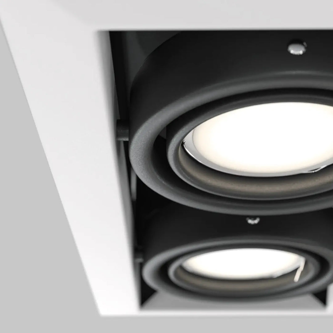 Spot metal modern noir circulaire encastré en métal au design double carré minimaliste et contemporain