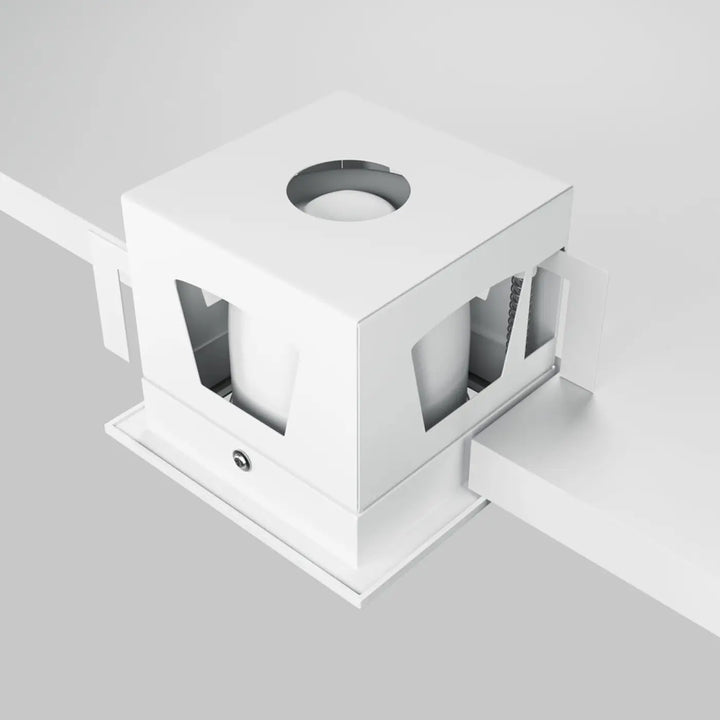 White square recessed ceiling light fixture with sleek modern design and metallic accents metal modern led