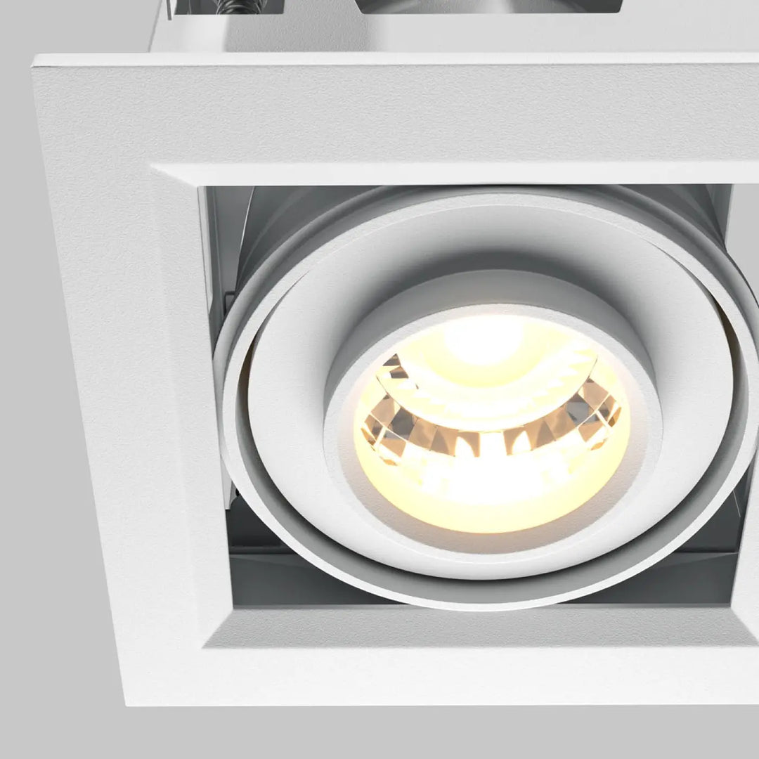 Spot metal modern led carré lumière encastrée carrée blanche avec ampoule led circulaire ton chaud doux