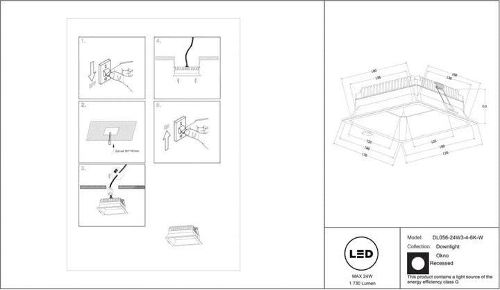 Spot okno panneau carré led recessed downlight en acier blanc avec finition moderne et indice ip44