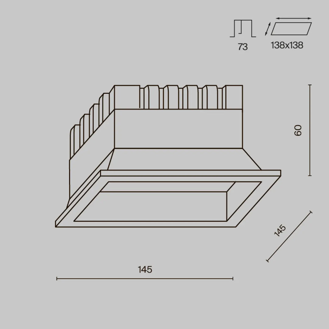 Panneau carré recessed light fixture acier blanc with stepped design and ip44 rating by okno