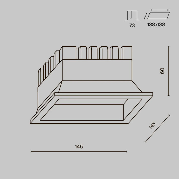 Panneau carré recessed light fixture acier blanc with stepped design and ip44 rating by okno