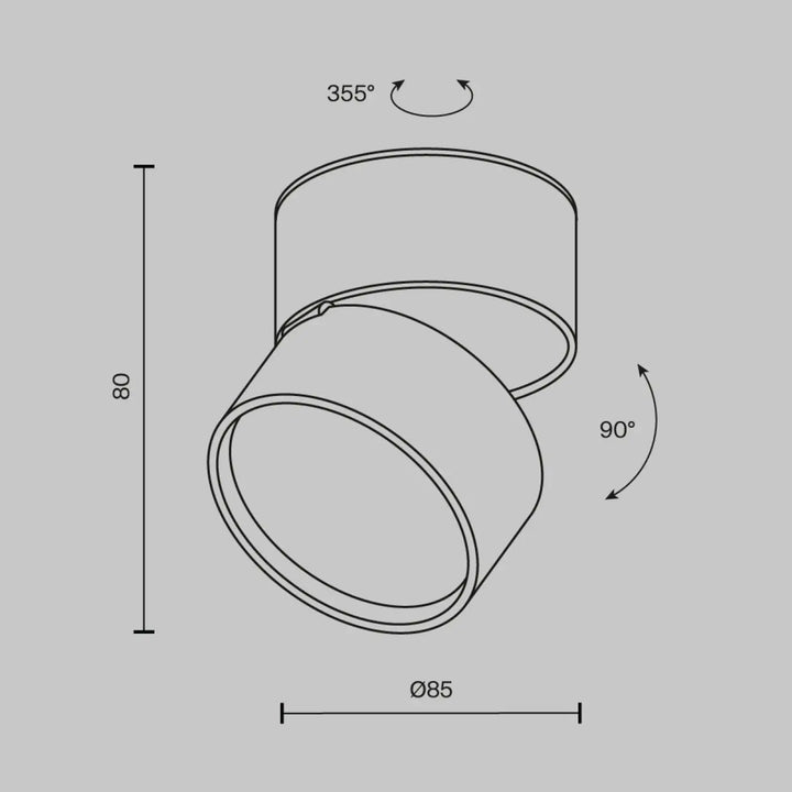 Spot onda disque rétractable spot encastrable cylindrique ajustable avec rotation 355° et inclinaison 90° de 80mm x ø85mm