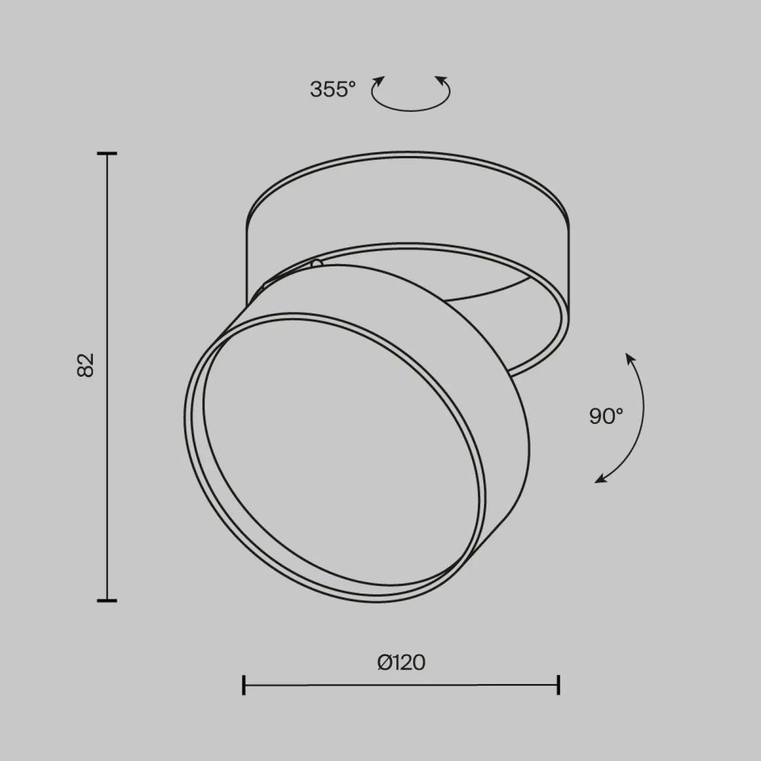 Spot onda disque rétractable spot encastrable cylindrique réglable avec rotation 355° et inclinaison 90° blanc