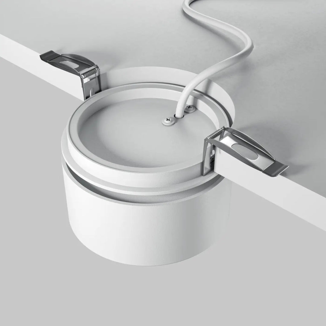Spot onda spot encastrable led rétractable blanc cylindrique avec clips métalliques pour montage plafond