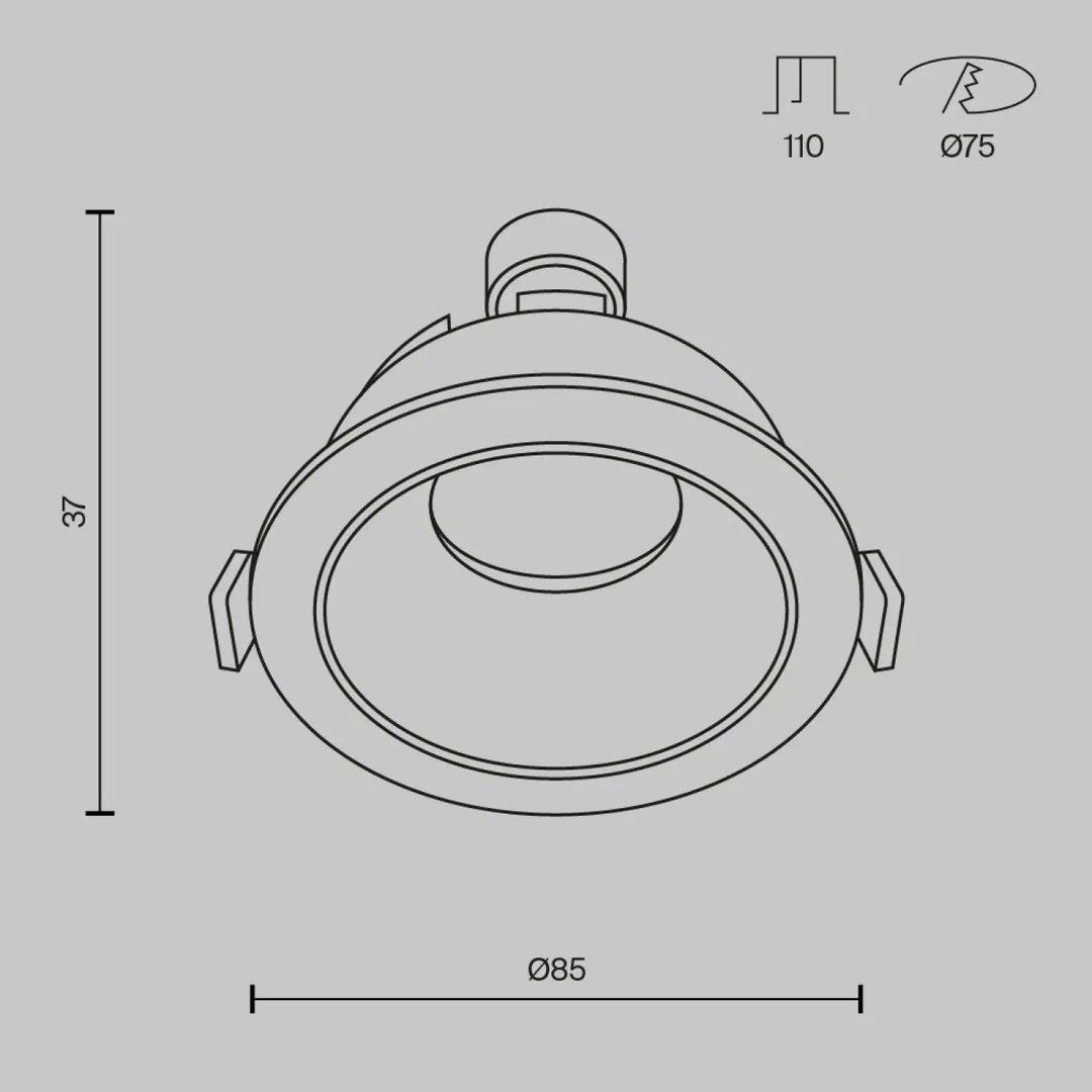 Spot encastré share avec enjoliveur noir et culot gu10 design circulaire moderne et lignes minimalistes