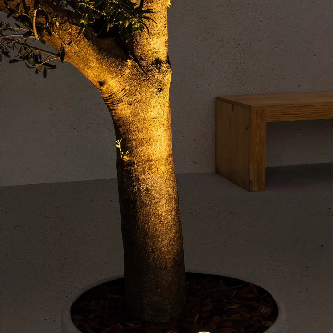 Spot encastré de sol Grund noir dans un jardin