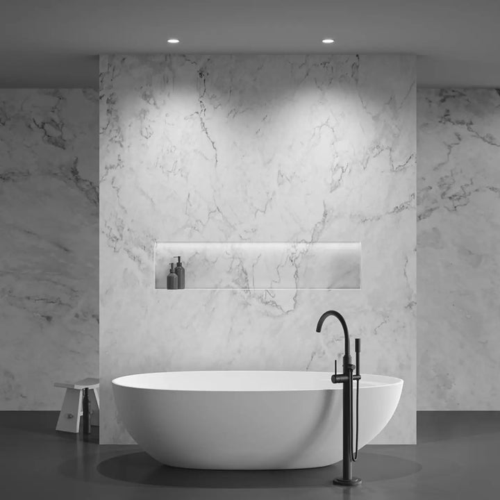 Baignoire autoportante blanche spot zoom avec design moderne et finition mate spot encastré zoom