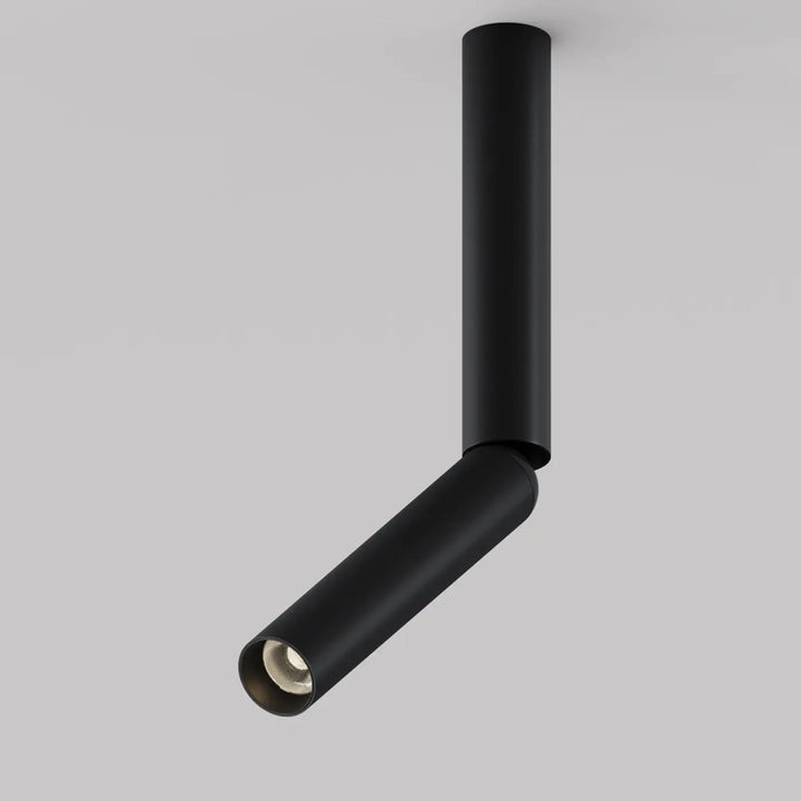 Spot focus tête directionnelle noir mat avec finition tube fin cylindrique ajustable pour éclairage ciblé