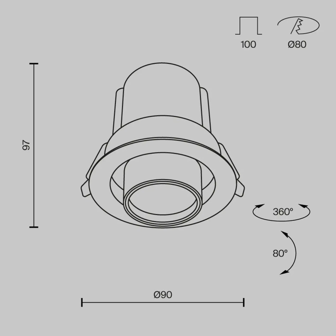 Spot hidden led rétractable en acier noir avec design circulaire moderne et rotation ajustable à 360 degrés