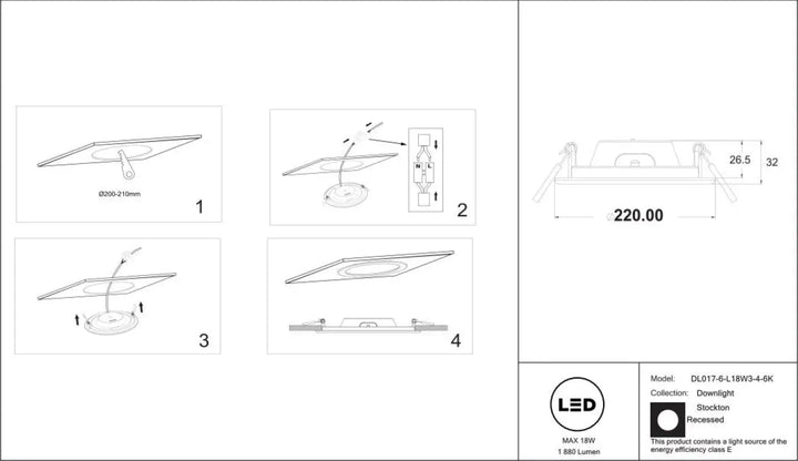 Spot stockton led downlight encastré dl017-6-l 8w 3.4k en acier blanc trois formats pour plafond moderne