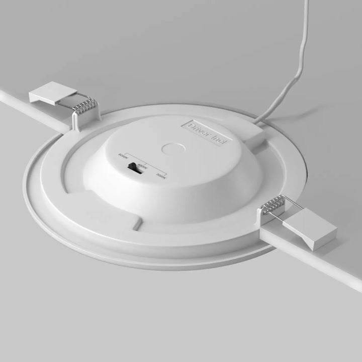 Spot stockton trois formats en acier blanc avec spot rond encastré led et interrupteur intégré design minimaliste