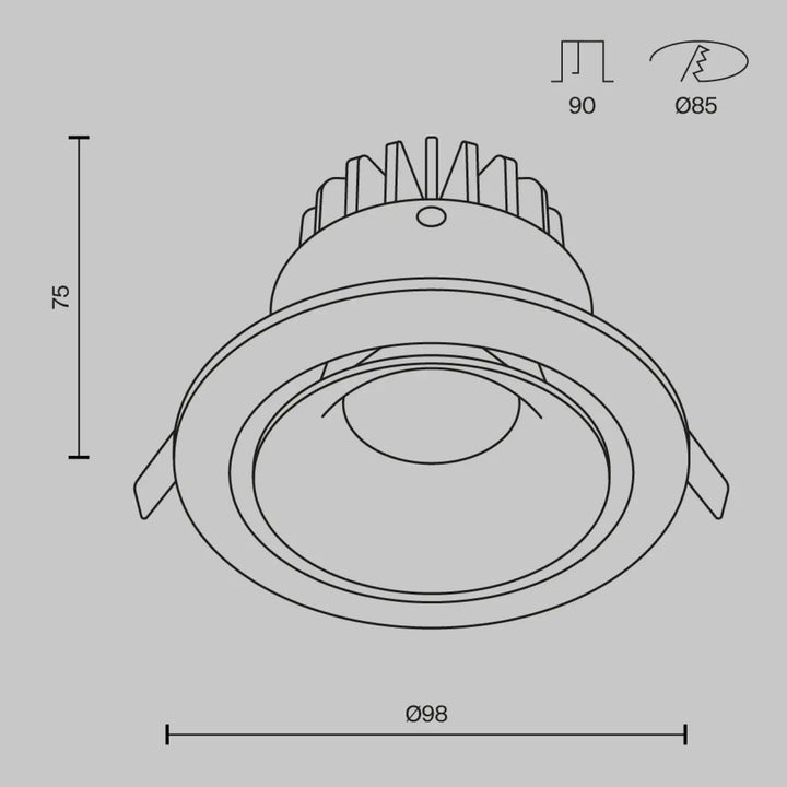 Spot yin led intégrée avec design circulaire moderne et ailettes dissipatrices de chaleur en blanc chaud