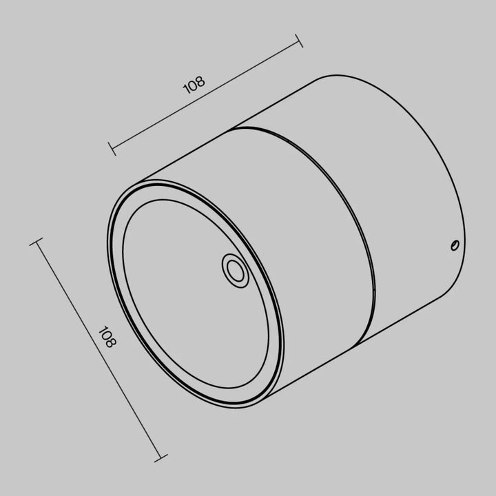 Cylindrical metal drum spot spin led orientable with 108mm diameter and circular lid with central hole