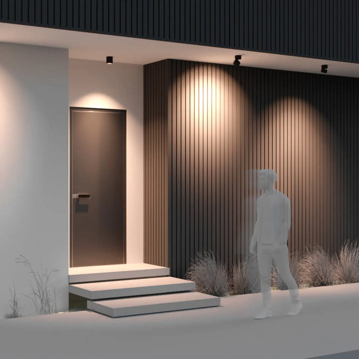 Porte moderne noire mate avec poignée horizontale élégante pour spot spin orientable spot led orientable
