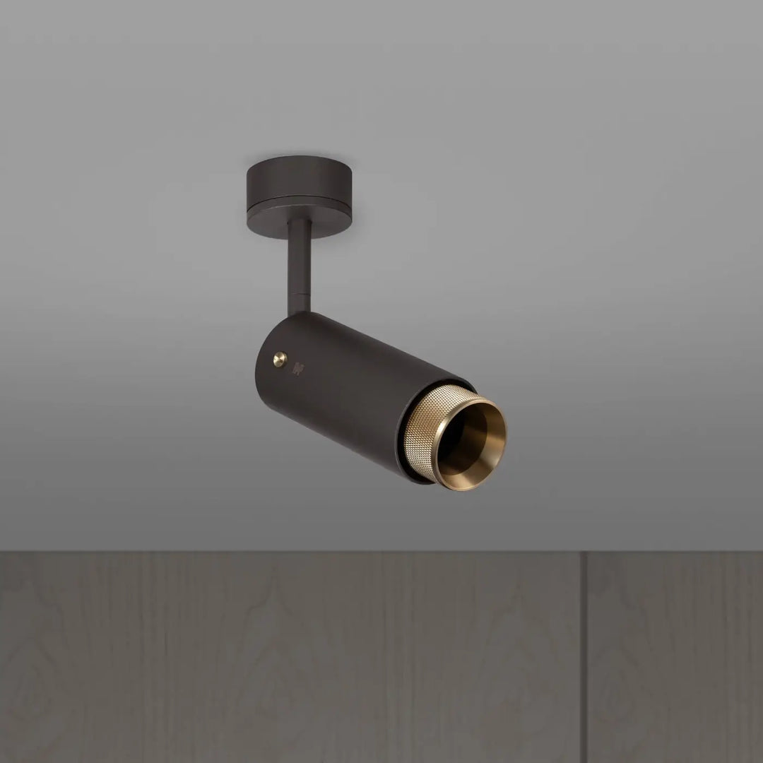 Spot orientable Exhaust à gravure quadrillée Graphite finition laiton, vue 4 #couleur_dor