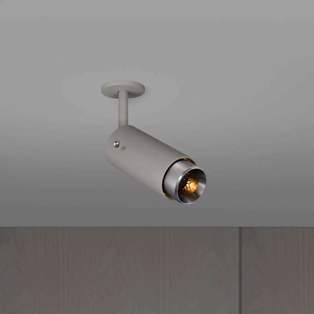 Spot orientable Exhaust à gravure quadrillée Pierre finition acier #couleur_argent