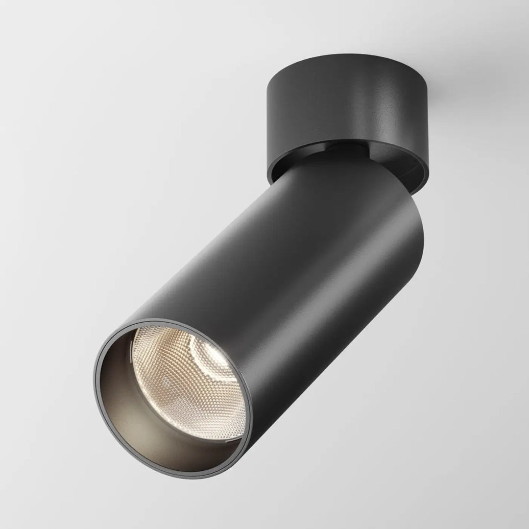 Spot focus led orientable tête cylindrique noir mat avec version dimmable pour éclairage d’accent moderne