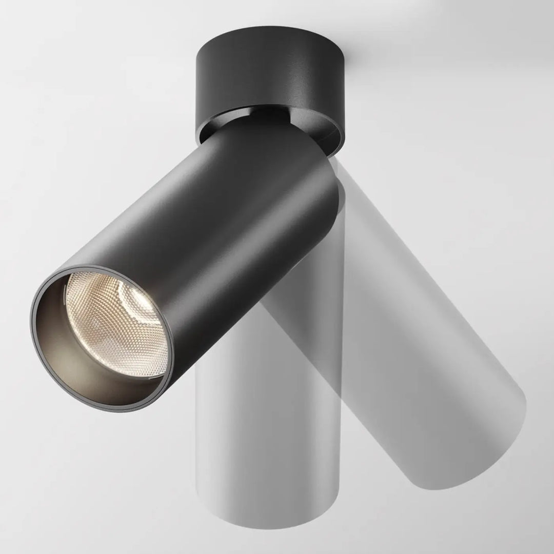 Spot focus led orientable en version dimmable avec tête cylindrique noire mate pour éclairage d’accent précis