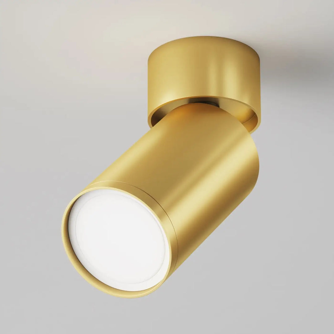 Spot focus orientable cylindrique finition or doré au design moderne pour un éclairage encastré spot orientable focus s