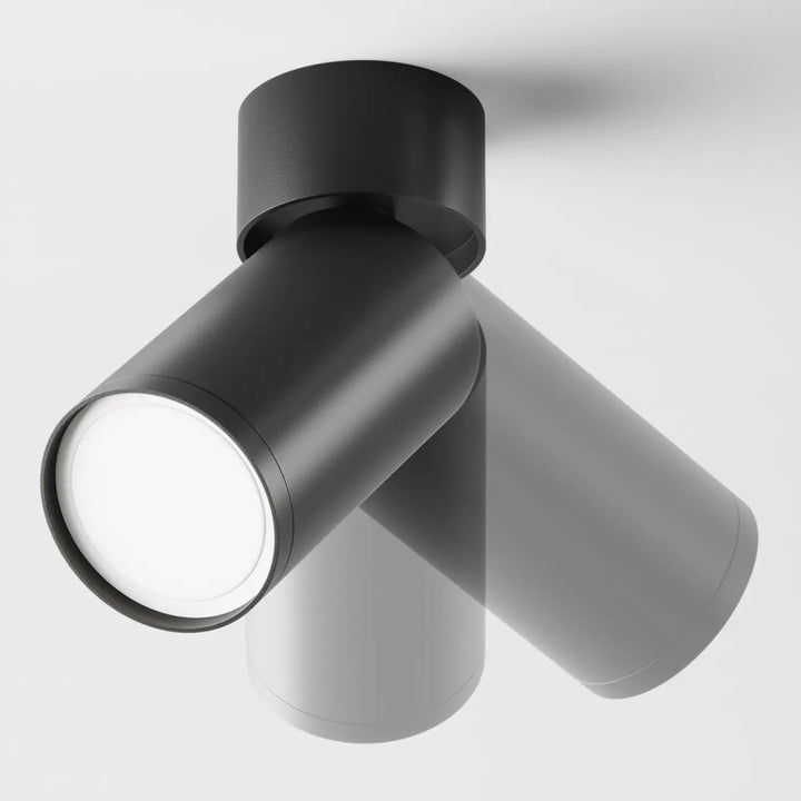 Spot focus orientable noir mat avec finition cylindre ajustable pour éclairage directionnel au plafond