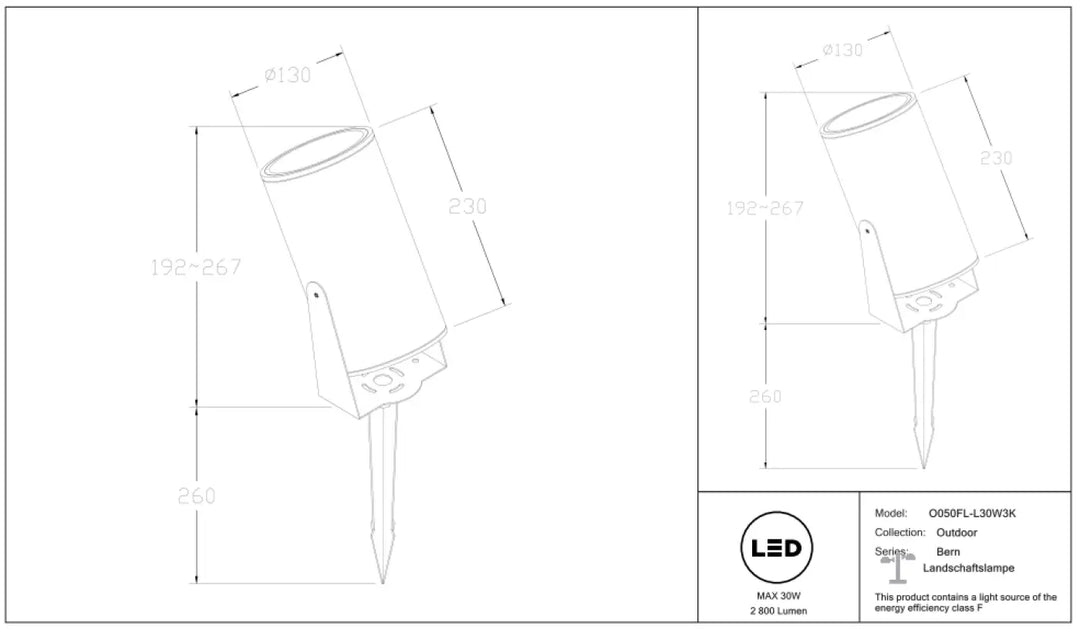 Spot piquet extérieur luminaire extérieur bern avec tête orientable finition métallique cylindrique élégante