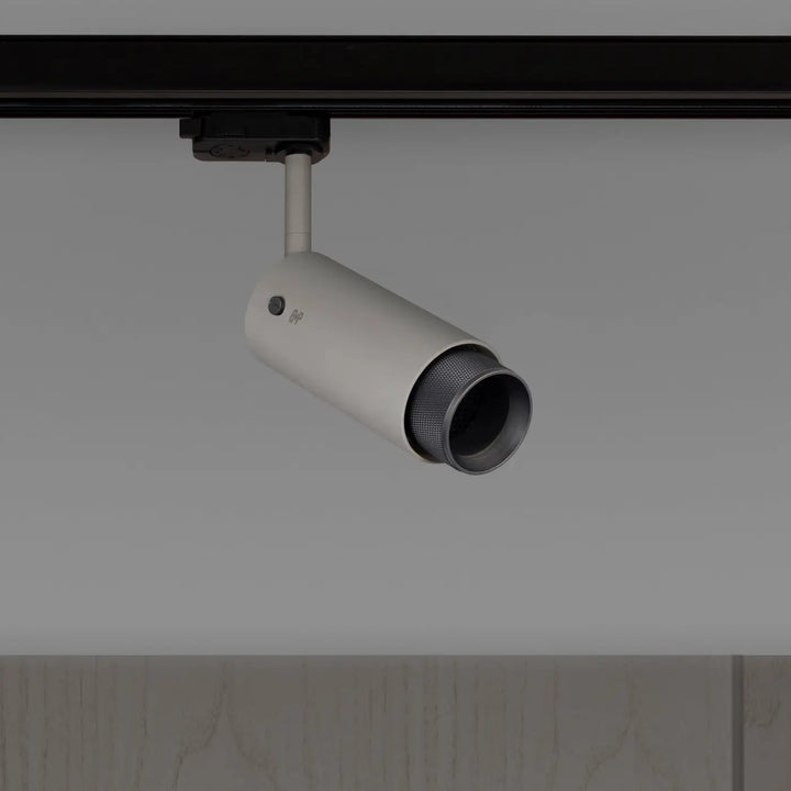 Spot sur rail Exhaust à gravure quadrillée Pierre, finition bronze fumé, vue 2 #couleur_gris