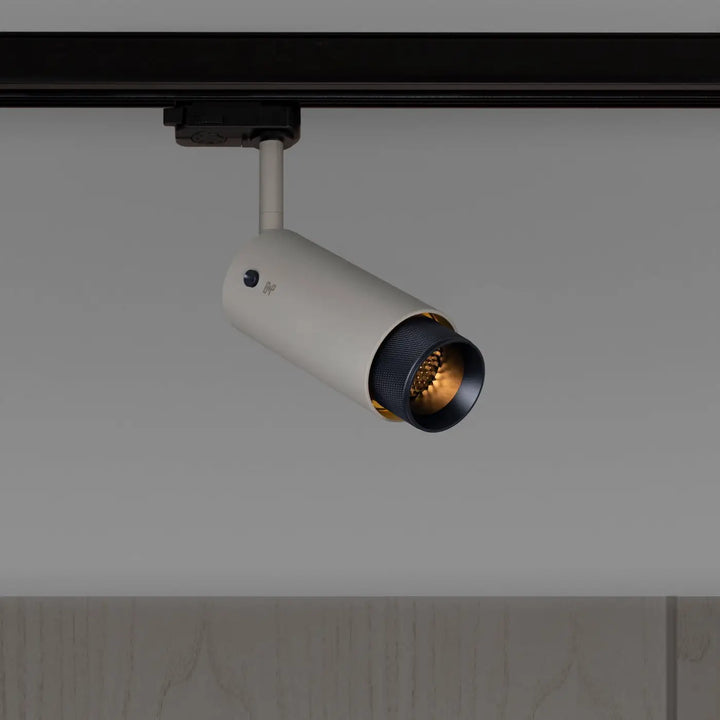 Spot sur rail Exhaust à gravure quadrillée Pierre, finition noire #couleur_noir