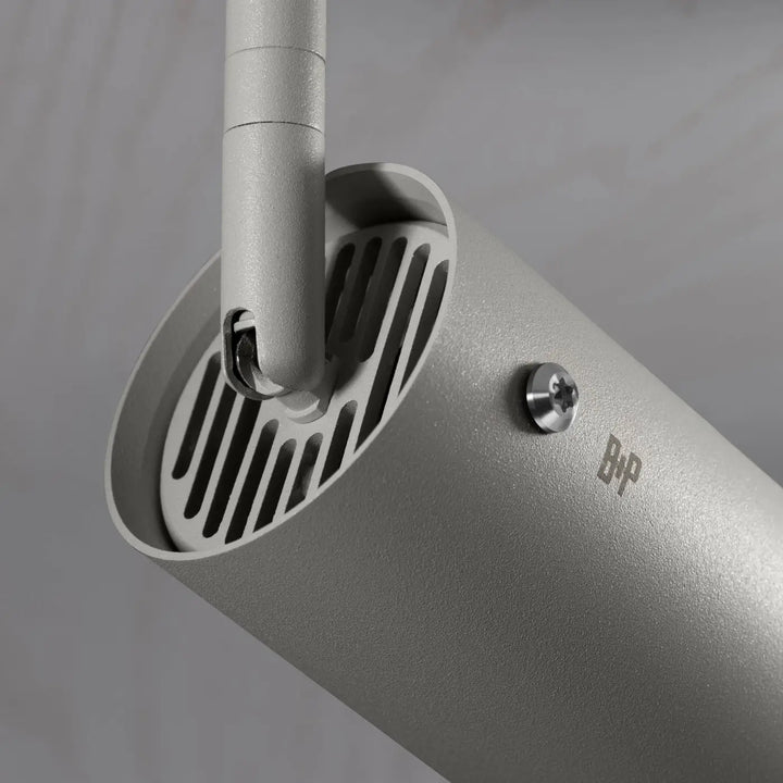 Spot sur rail Exhaust à gravure alignée Pierre, finition acier, troisième vue #couleur_argent