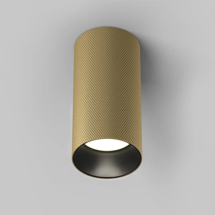 Spot artisan spot en aluminium texturé doré avec surface diamantée et culot gu10 pour faux plafond