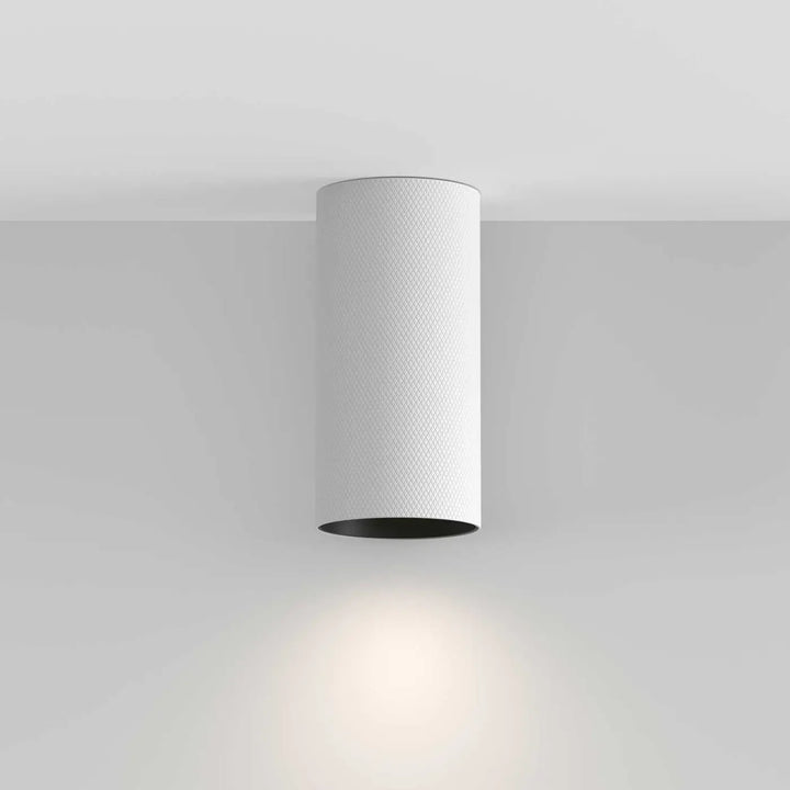 Spot artisan luminaire plafond blanc cylindre aluminium texturé culot gu10 intérieur noir pour faux plafond