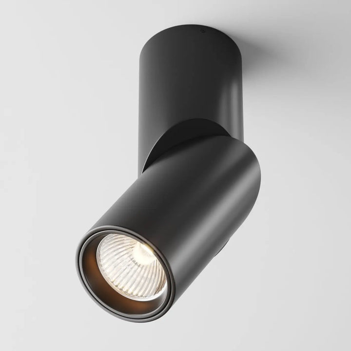 Spot dafne saillie led en aluminium noir cylindre mat avec led visible design moderne pour éclairage ciblé