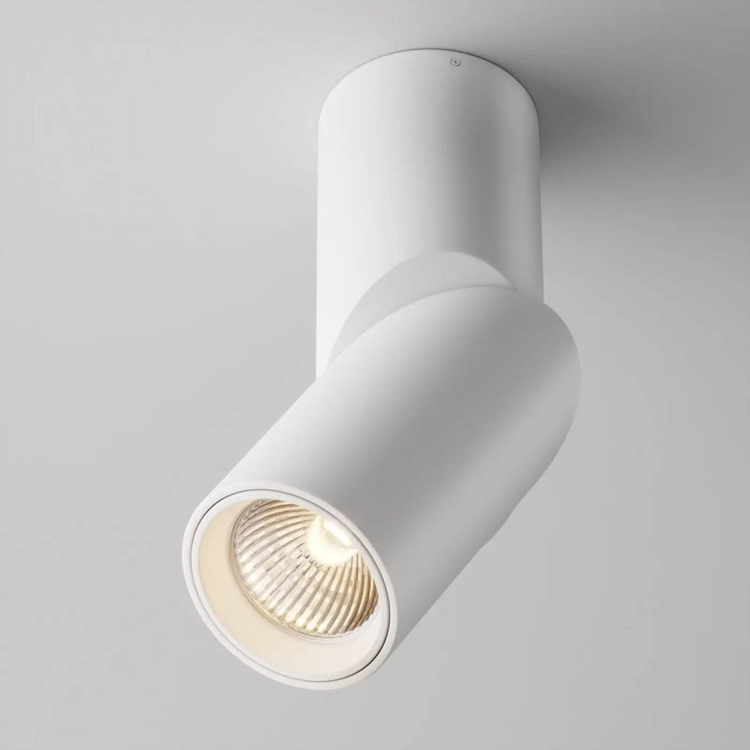 Spot dafne saillie led en aluminium blanc cylindrique avec tête ajustable et ampoule led ton chaud